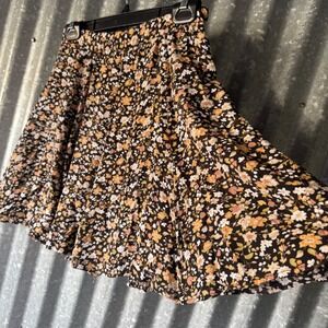 Vintage y2k No Appt Necessary Floral Mini Skirt Black Ditsy Rayon USA Small